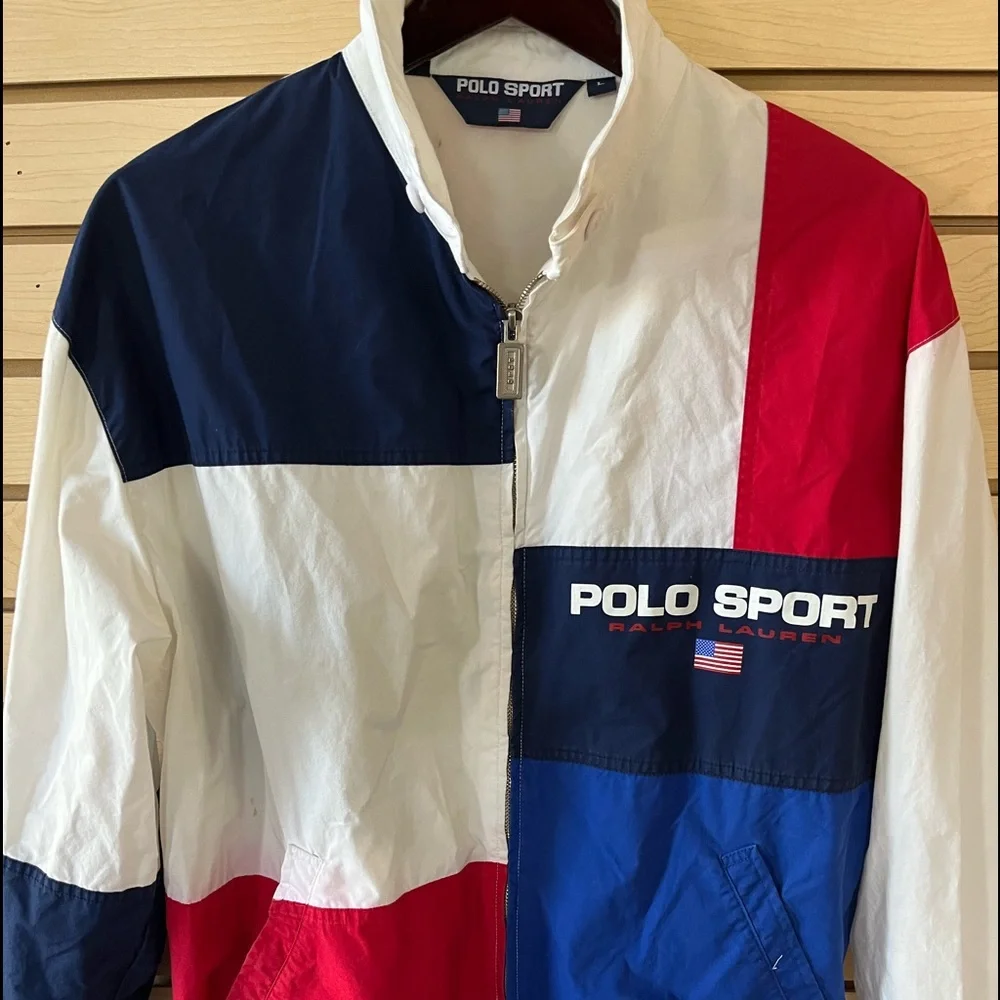 90s polo sport Ralph Laurenミリタリー ライナー Vintage 90s Polo Sport Windbreaker Jacket Ralph Lauren Large Size